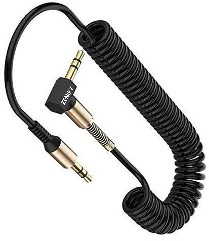 ZENIFY Black AUX spring spiral Cable aux cable 3.5mm audio L Shape Stretchable Phone Converter-image-43
