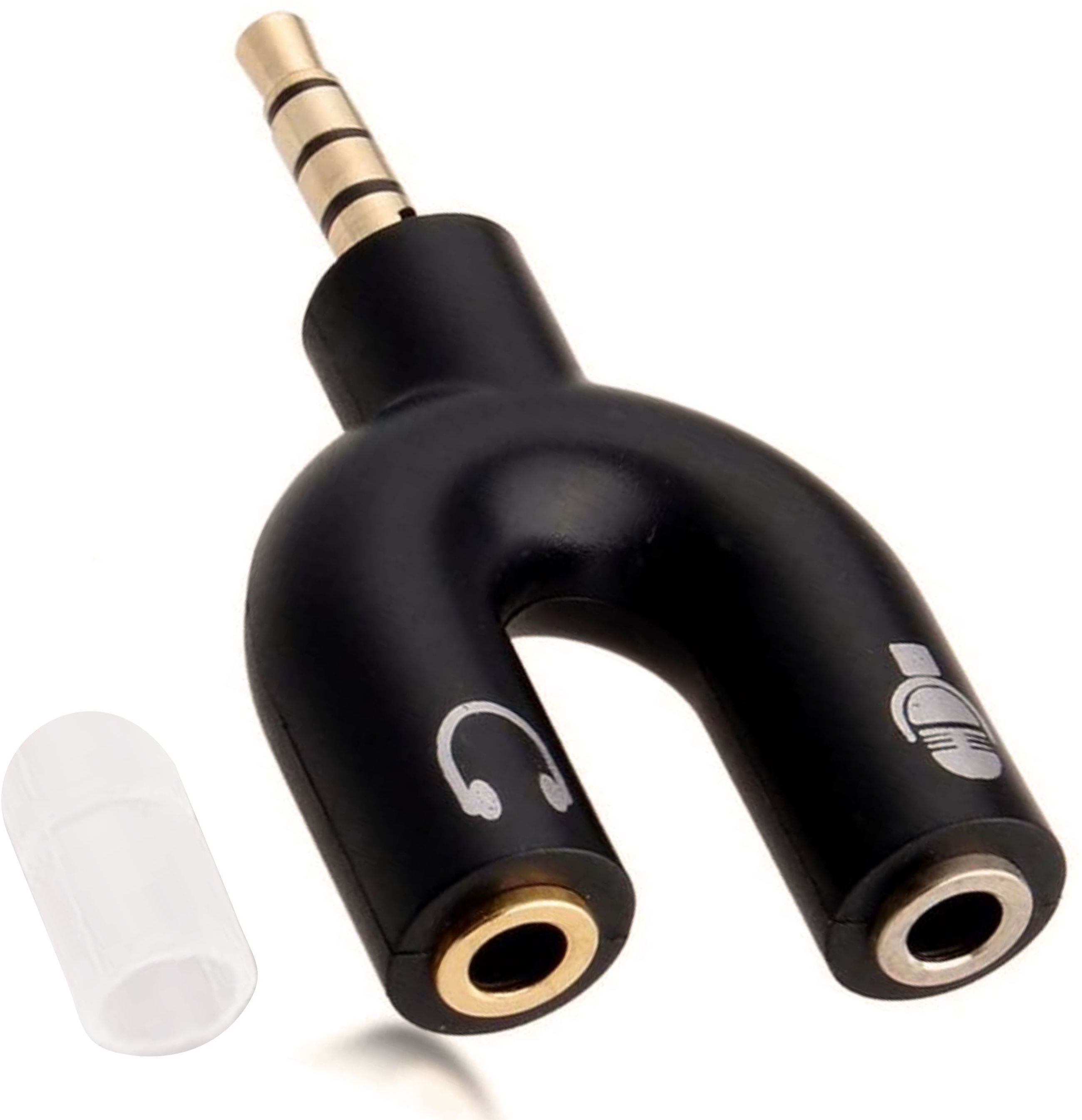 ONCRO Black U Shape 3.5mm Audio Jack to Headphone Microphone y Splitter Converter Adaptor Phone Converter-image-12