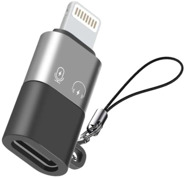 UBRONIK Grey Male Lightning Adapter Connector OTG iPhone Type C Female to Phone Converter