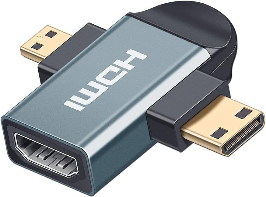 VOOCME Black 2 in 1 HD Mini HDMI/Micro HDMI to HD-MI Adapter, Mini HD-MI and Micro HD-MI Male Phone Converter-image-11