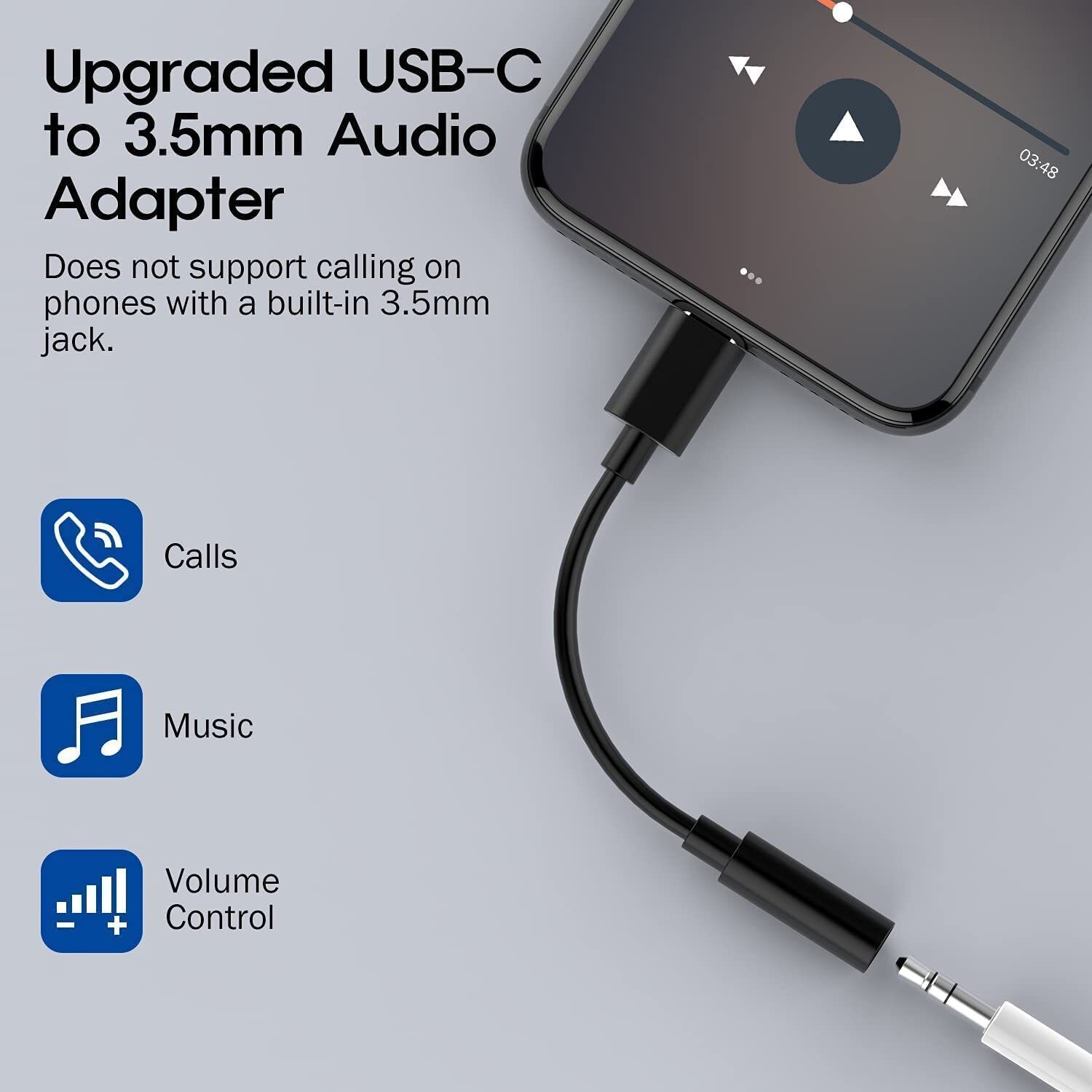 GENIUSGRAWTH Black Type C to 3.5mm Audio Converter, DAC Chip, Supports Mic & Audio, Metal Body Phone Converter-picture-46