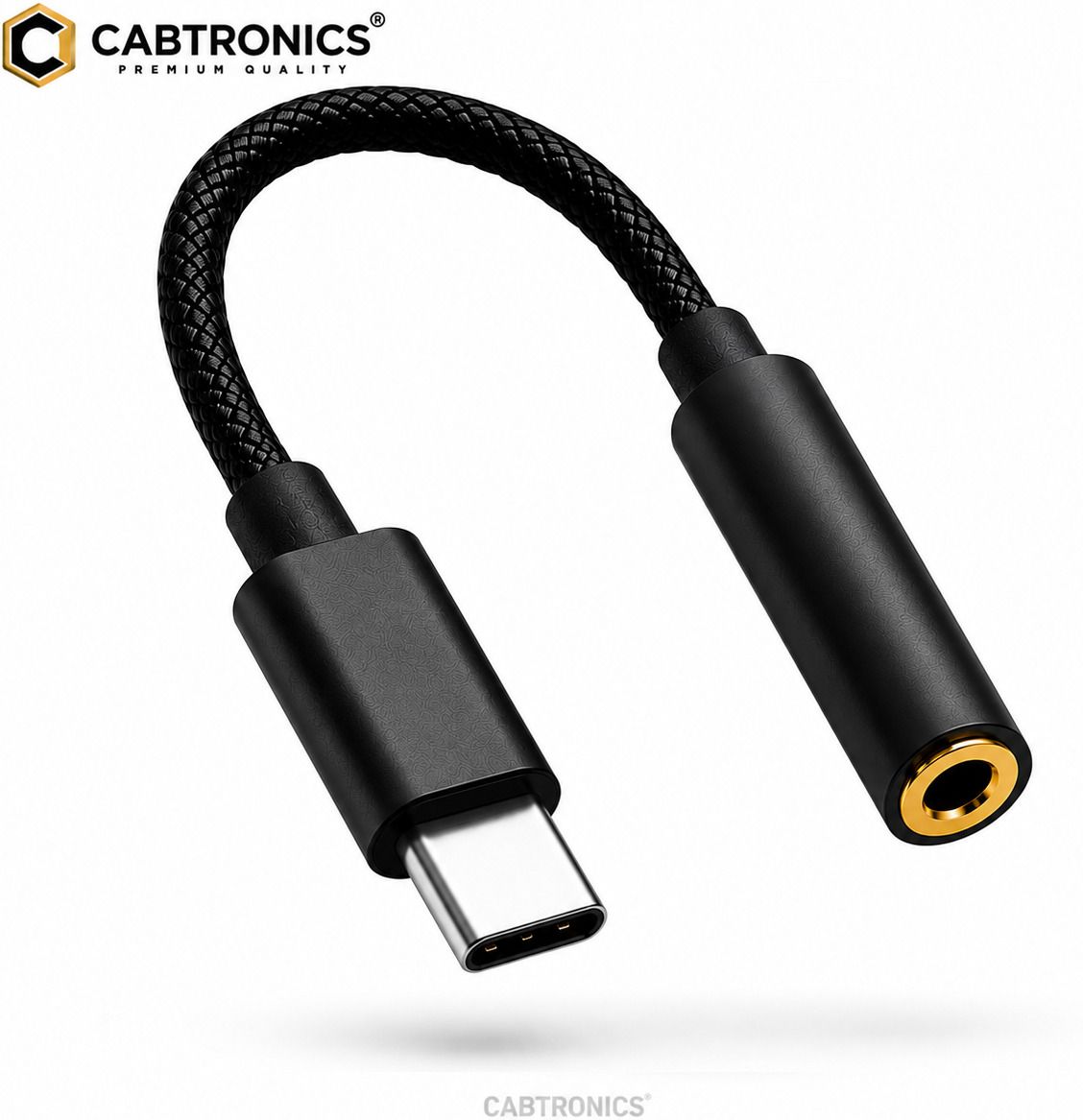 CABTRONICS Black Type C to 3.5mm Audio Jack Adapter for Earphones Premium Braided AUX Converter Phone Converter-image-33