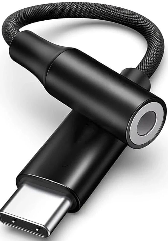 JWKNM Black Type-C to 3.5mm Audio Jack Adapter Cable | 0.12m Length| Black Phone Converter