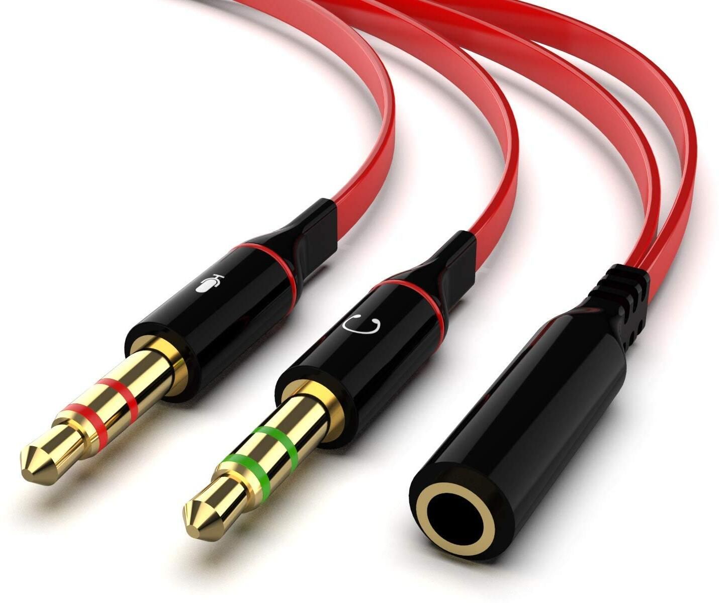 ZENIFY Red 2 Male To 1 Female 3.5mm Jack Headphone Earphone Audio Mic Y Splitter Cable Phone Converter-image-39