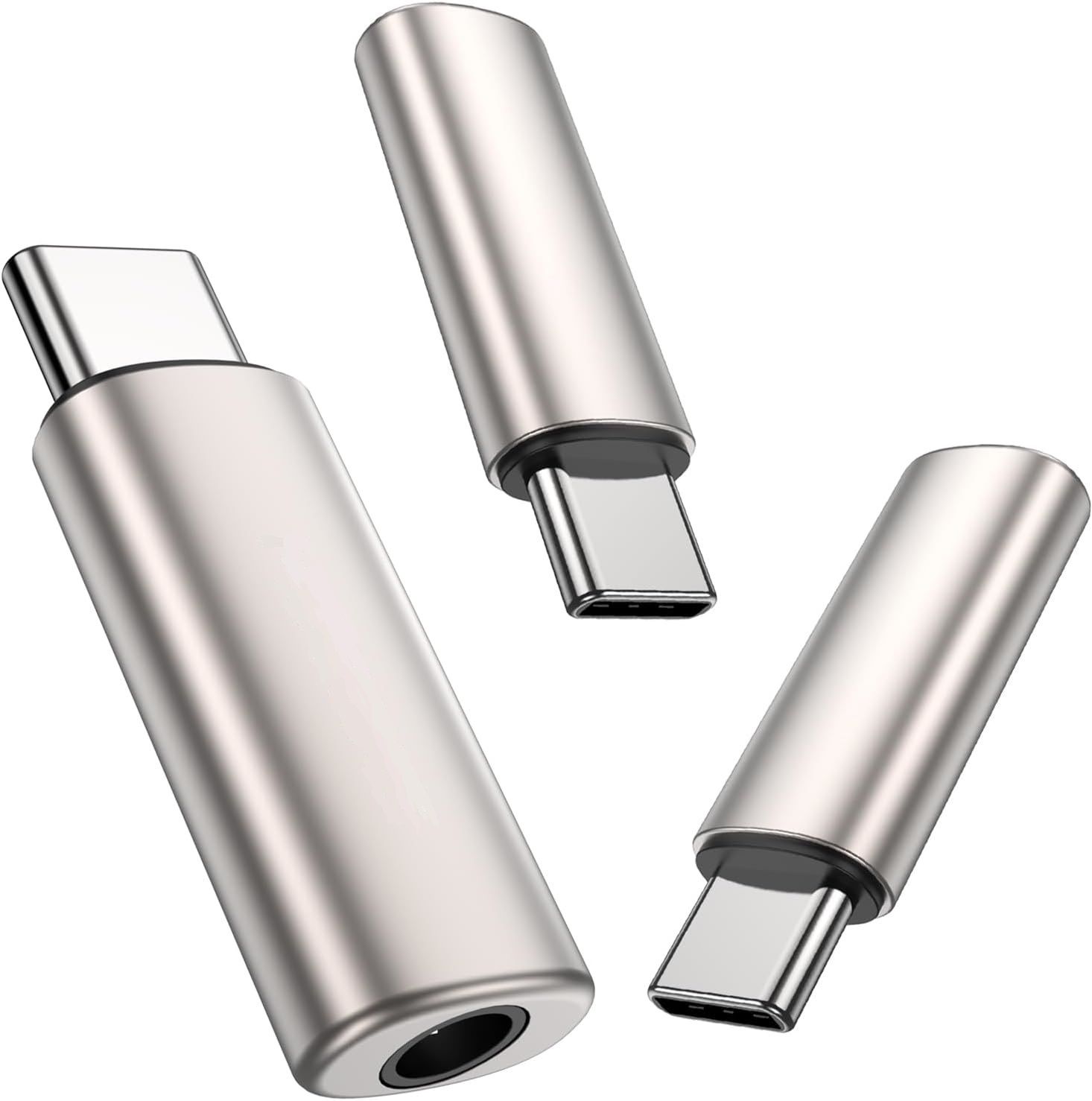 KAELAN Silver 3pcs Type C to 3.5mm Audio Jack Connector Stereo Jack to Type C 3.5 mm Grey Phone Converter