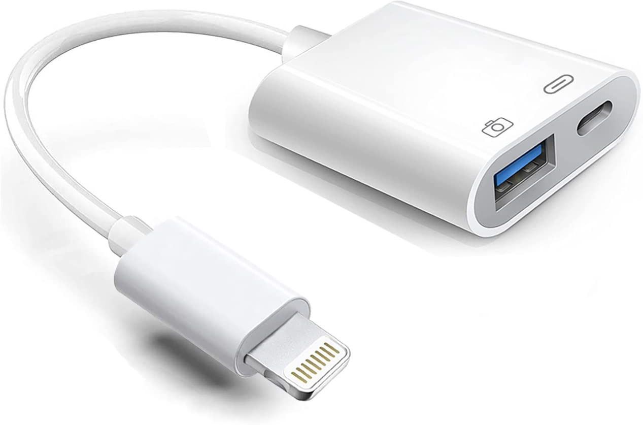 SCALEBEE White Lightning to USB 3.0 Camera Adapter with Charging Port For iPhone & Ipads Phone Converter-image-4
