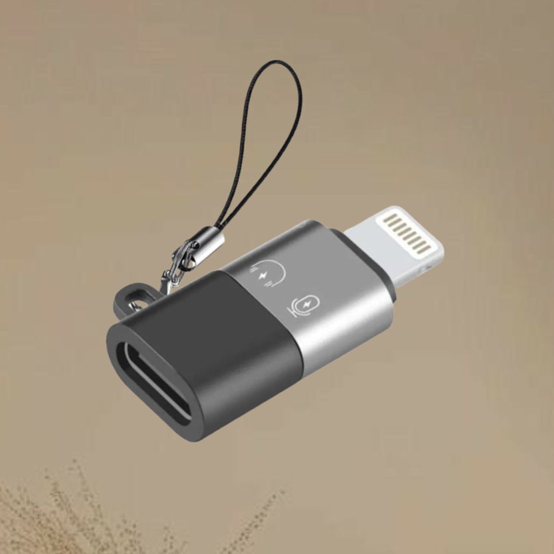 UBRONIK Grey High-Speed Lightning to USB-C Female Converter | OTG Enabled Phone Converter