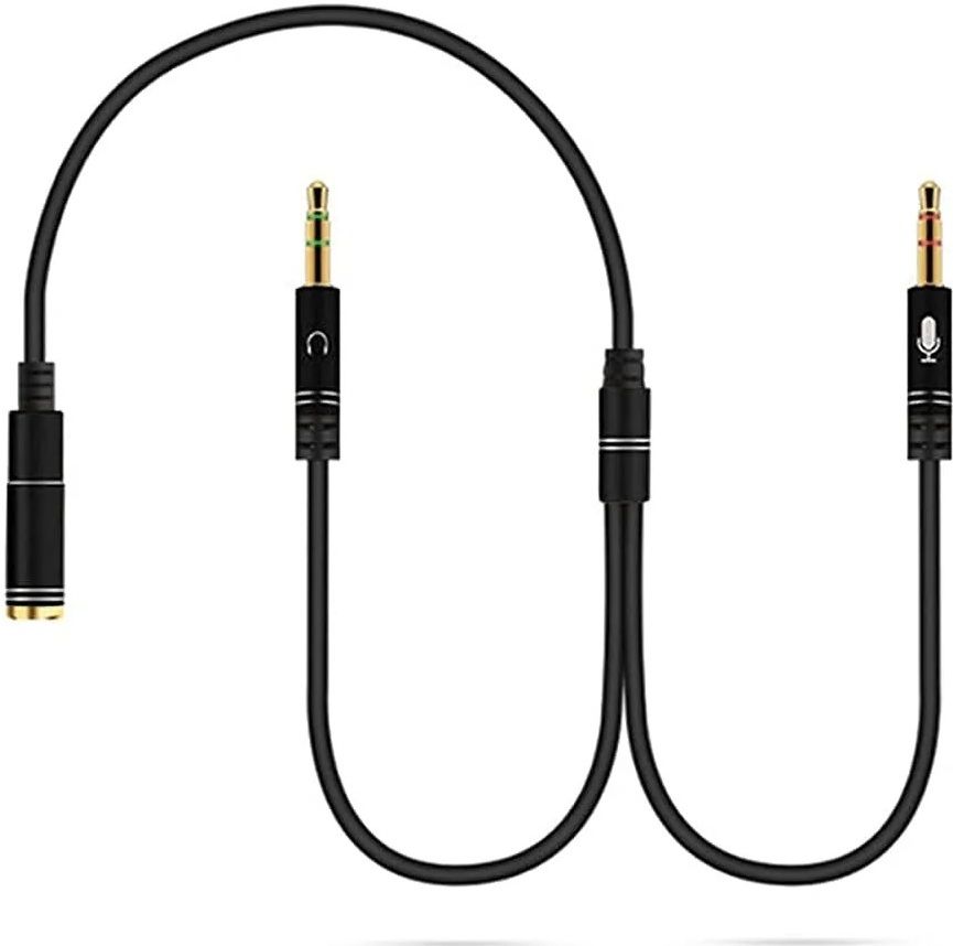 RHONNIUM Black 2 Male to 1 Female 3.5mm Headphone Earphone Mic Y Splitter Phone Converter-image-29