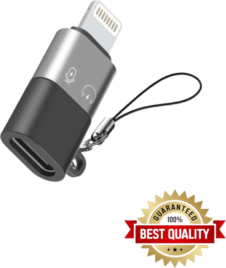 UBRONIK Grey Compact Lightning to USB-C OTG Converter | Stable Data Transfer Phone Converter