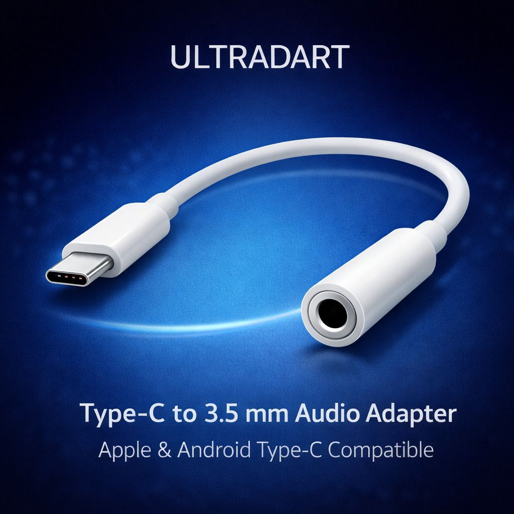 ULTRADART White USB-C to 3.5 mm Headphone Adapter| Compatible with Type-C Devices Phone Converter-image-22