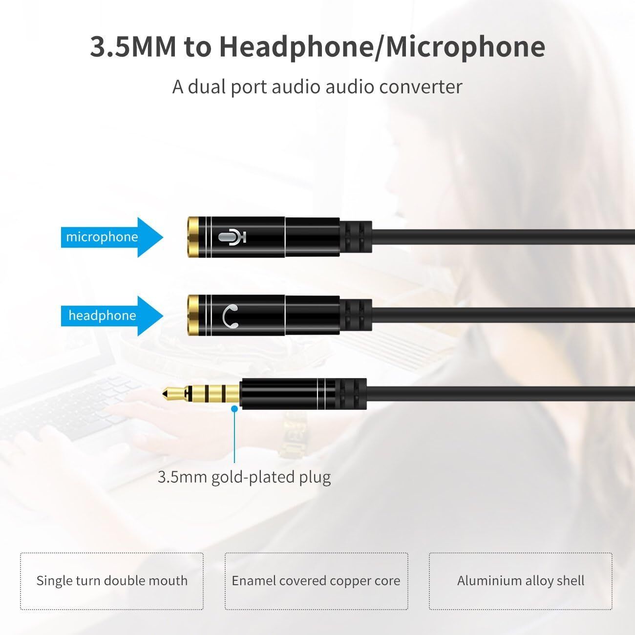 Czech Multicolor New Y adapter & jack & AUX splitter (1×3.5mm male to 2 female QMO1 Phone Converter-image-14