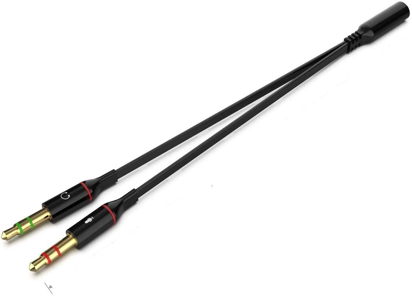 RHONNIUM Black Gold Plated 2 Male to 1 Female 3.5mm Mic Audio Y Splitter Cable Phone Converter-image-35