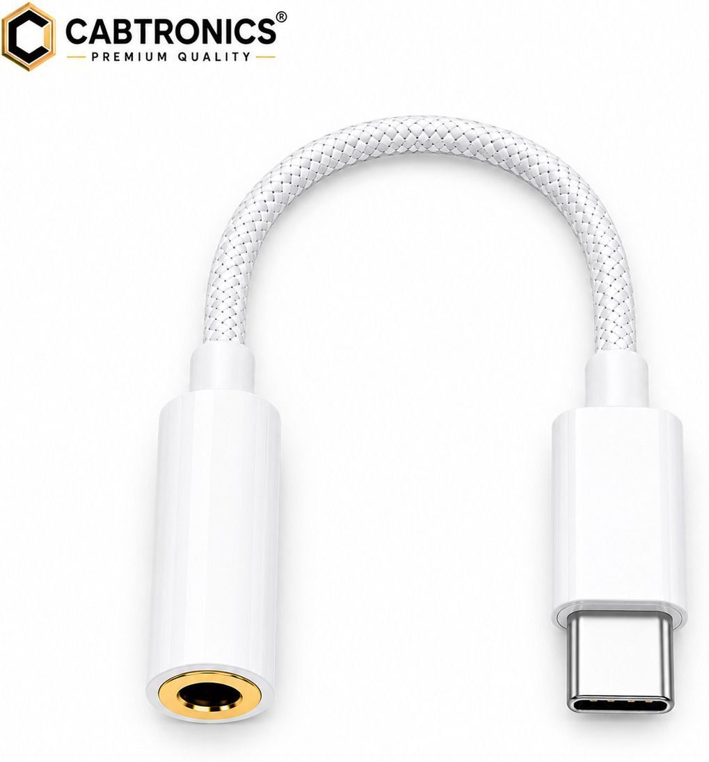 CABTRONICS White Type C Earphone Adapter 3.5mm AUX Audio Converter Premium Braided Cable Phone Converter-picture-38