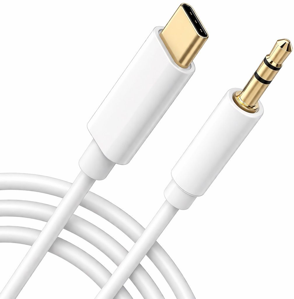 Expresscraft Powder White Adapter Cable Type C 3.5 to 3.5mm Headphone Jack, Upgrade Sound Compatible Phone Converter-image-33