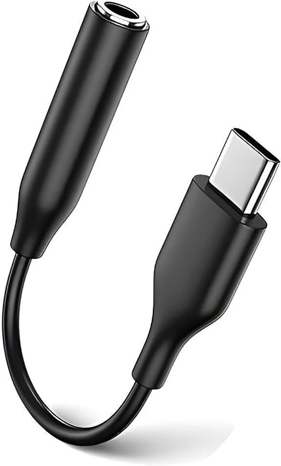 OWPQNM Black Type-C to 3.5mm Audio Jack Adapter Cable | 0.12m Length| Black Phone Converter-image-1