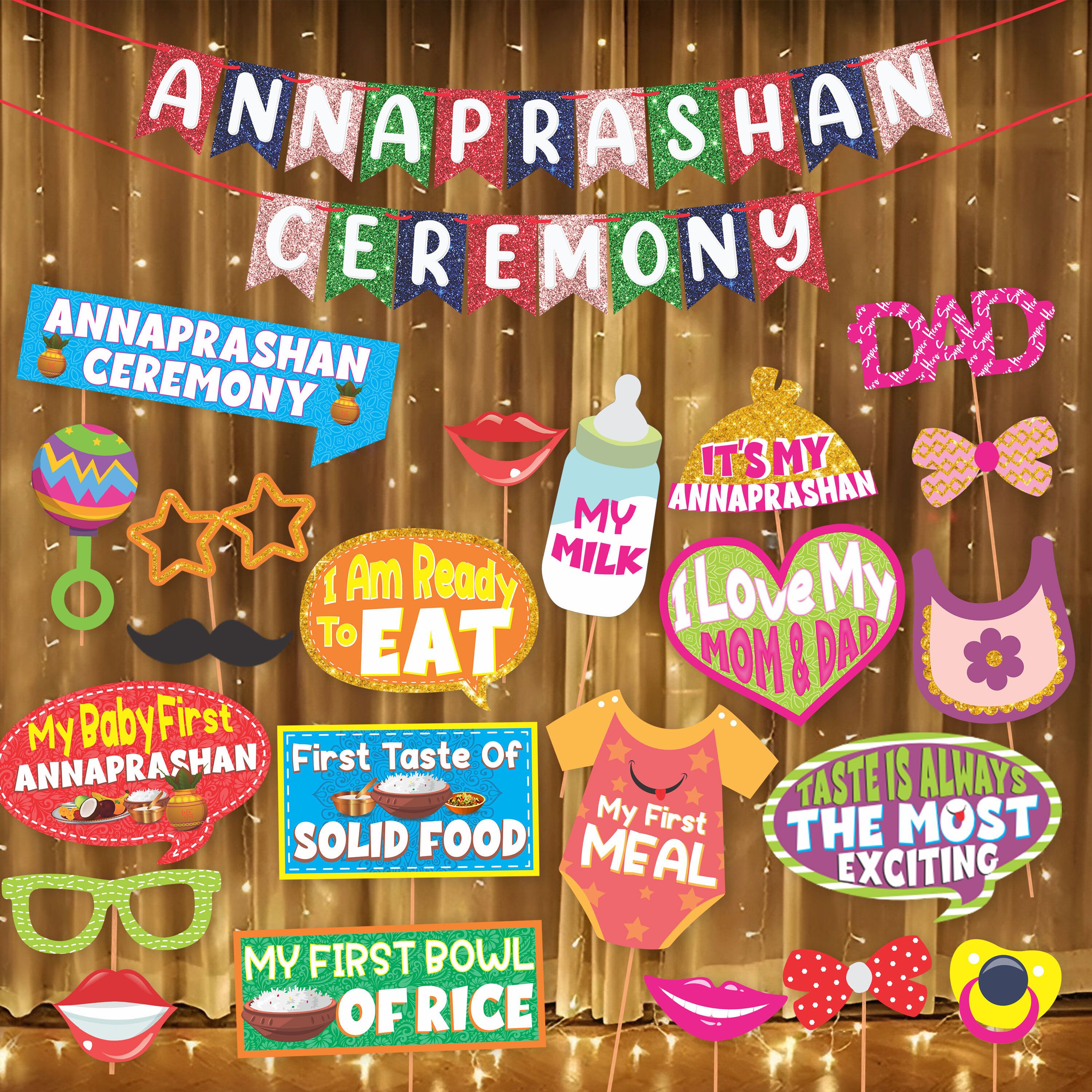 wobbox Annaprashan Props, Annaprashan Banner,Annaprashan Decoration Items(27Pc)(FP5697) Photo Booth Board-picture-21
