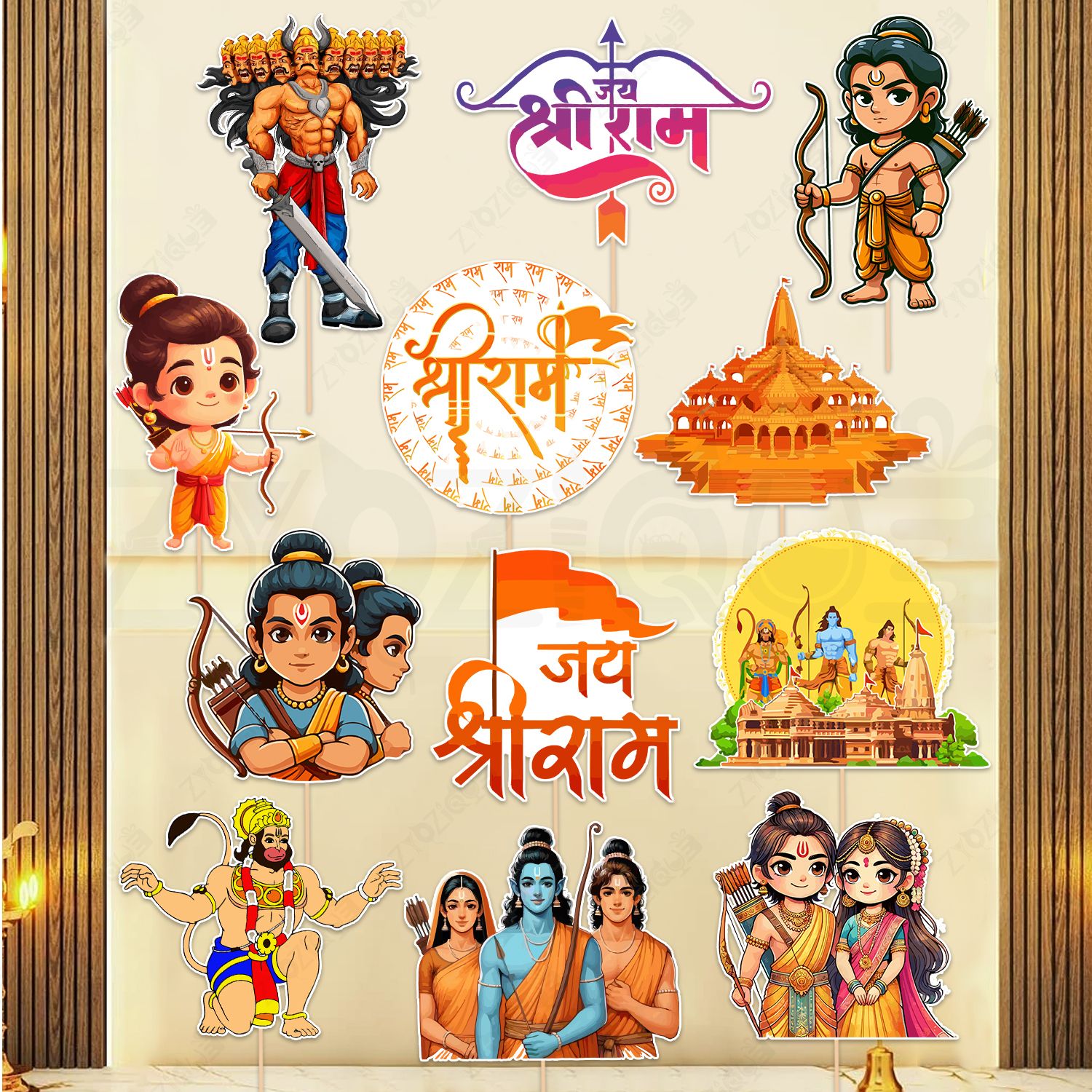 zyozique 12 Pcs Ram Navmi Photo Booth Props, Navratri & Ram Navmi Photo Booth For Home Photo Booth Board-picture-48