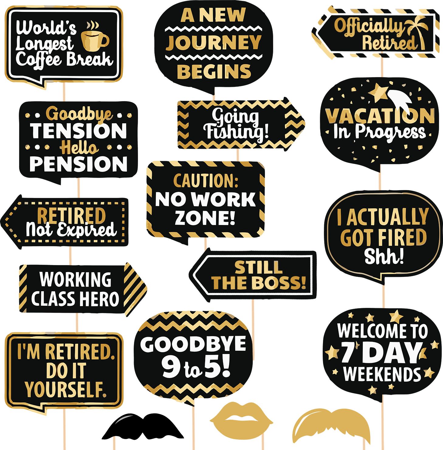 zyozi Retirement Photo Booth Props for Retirement Party Decorations (Pack of 17) Photo Booth Board-picture-7