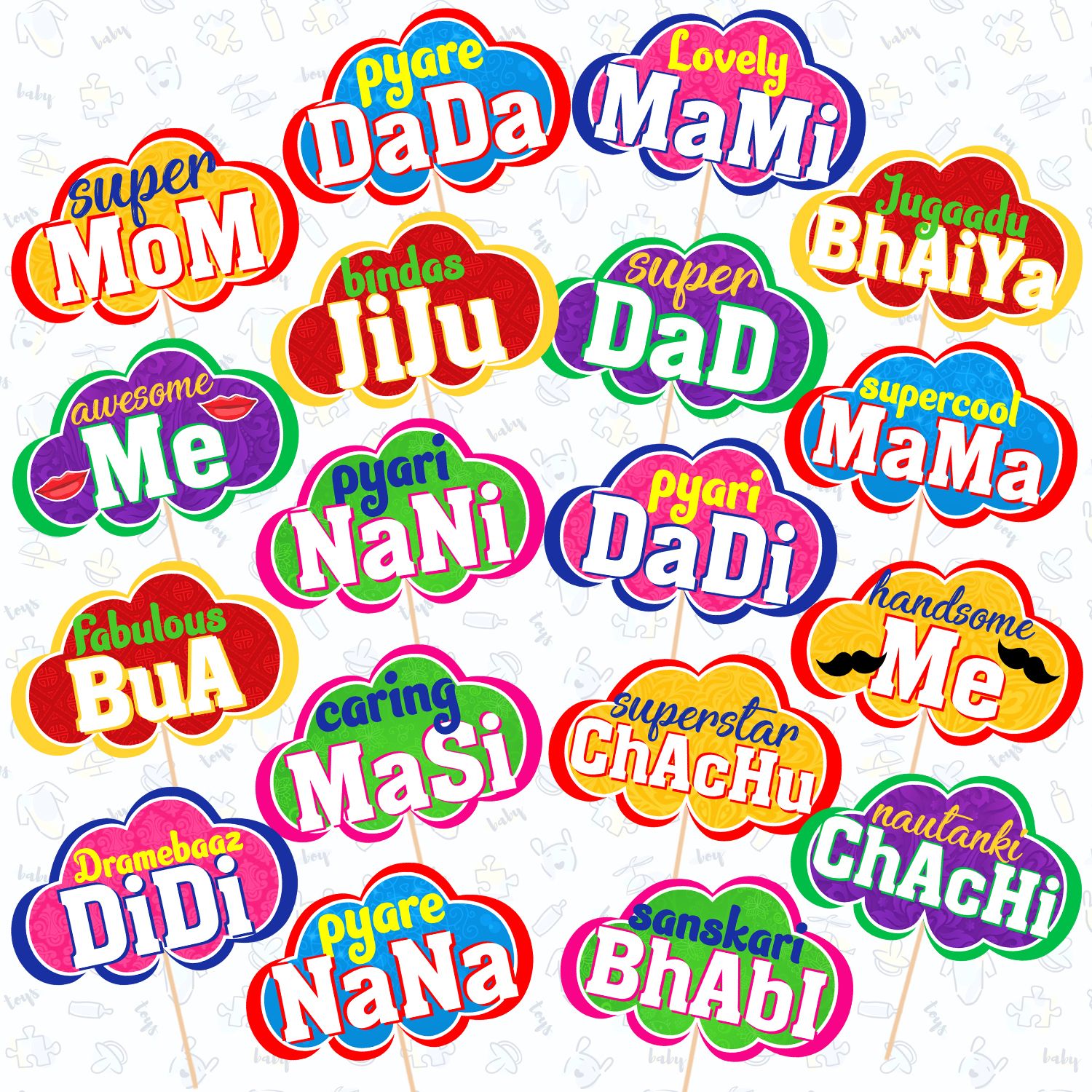 zyozi Baby Shower Decorations Photo Booth Props, Baby Shower Decorations -18 Pcs Photo Booth Board-picture-3
