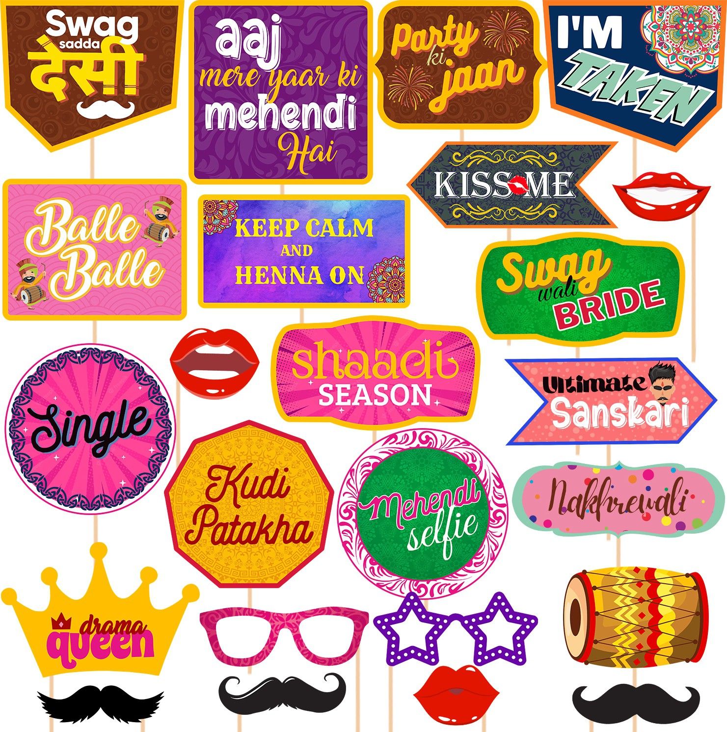 zyozi Wedding Photo Booth Props - 24 Designs, Photo Booth Props Wedding, Photo Booth Board-picture-3