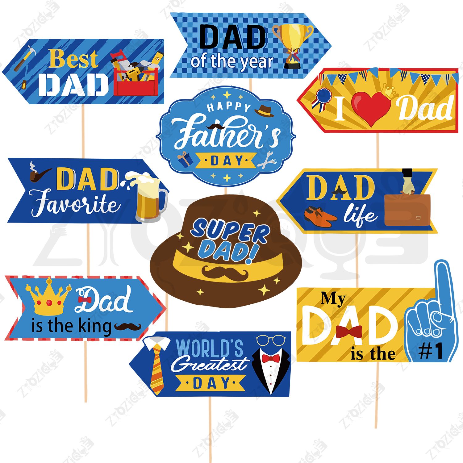 zyozique Happy Father's Day Decorations Item Photo Booth Props | Father's Day Decorations Photo Booth Board-picture-21