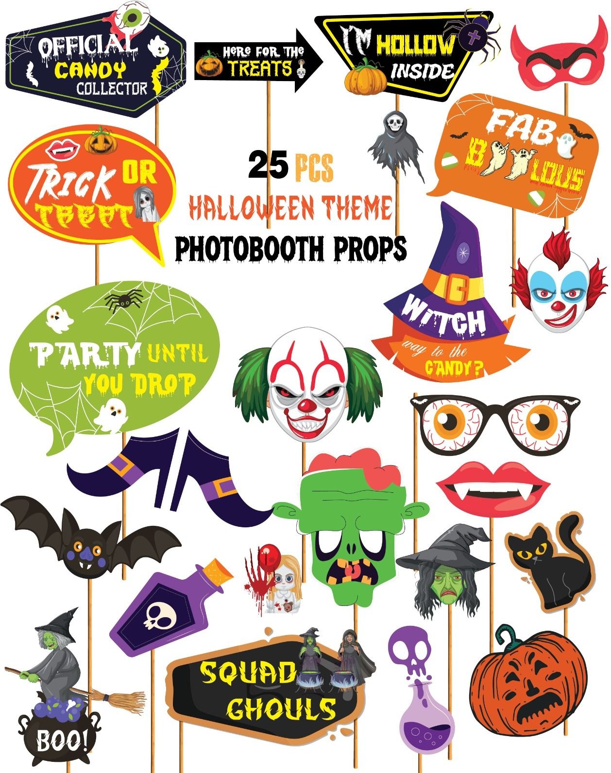 halloween photo booth props 25 pcs photo booth board