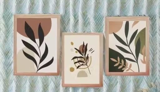 ​Abstract Botanical Leaf Wall nature Framing (Set of 3) A4size 9x13 inch frame 13 inch A, 4-image-34