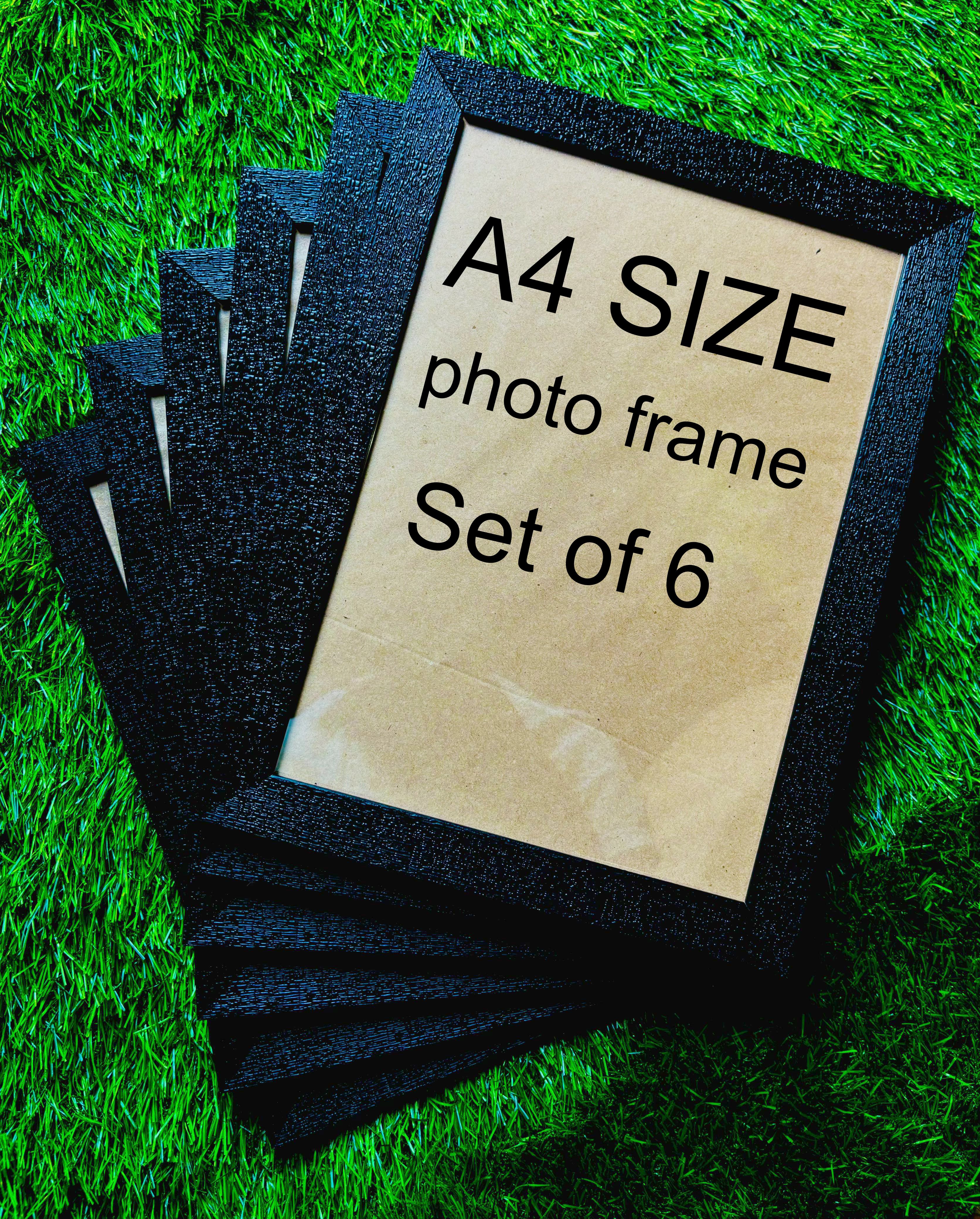 A4 Size Blank photo frame set of 6 pc (black texture 1 inch)) 1 inch wooden photo Frame-image-30