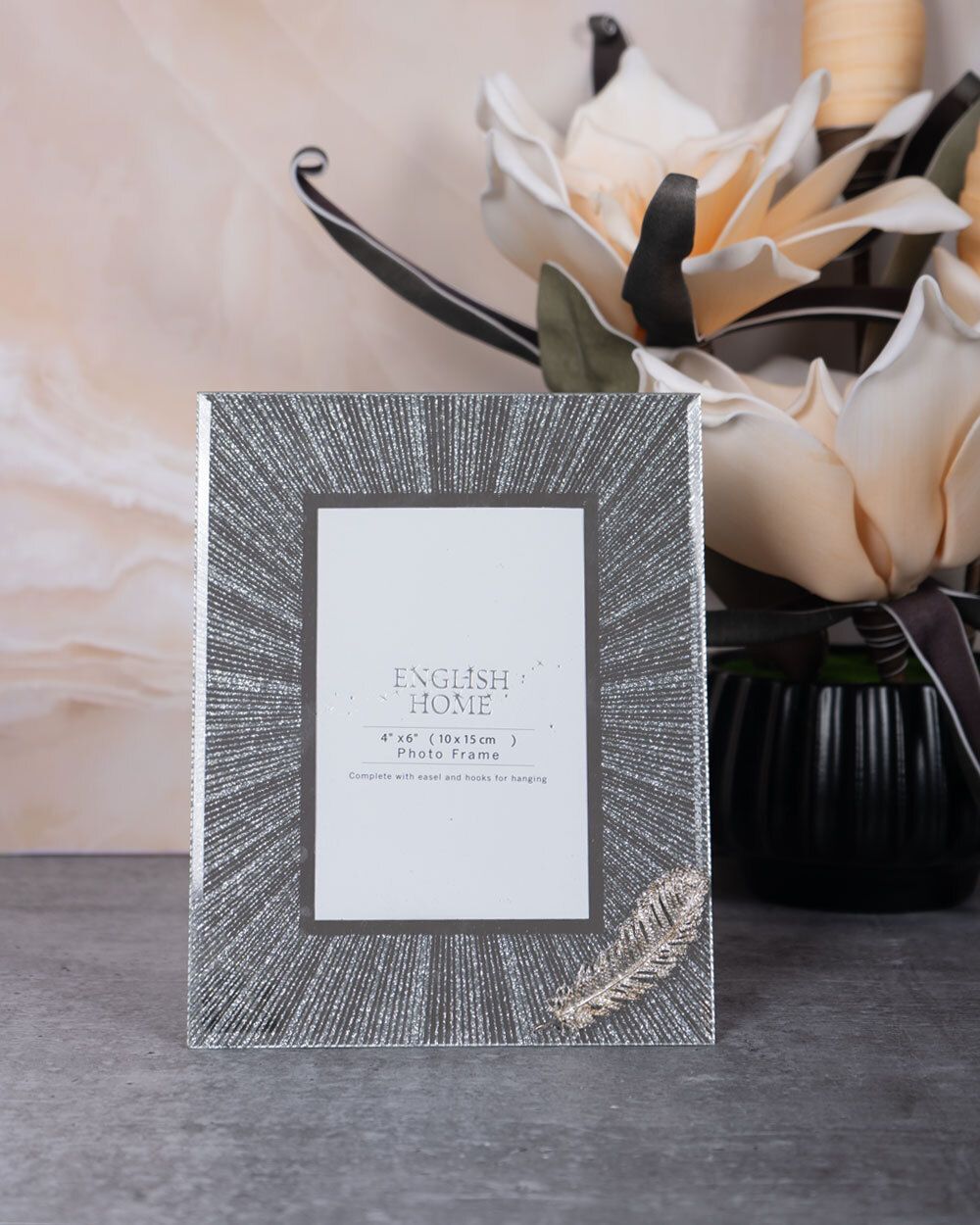 aarvidecor English Home Premium Style Silver Glitter Feather Embellished 4x6 Inch 6 inch Anchor-picture-32