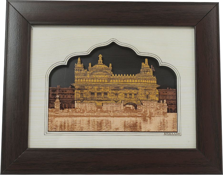 Golden Temple 6.5 inch Decorative Religious 2 In 1 Wooden Photo Frame, For Table Top & Wall Hanging-image-3