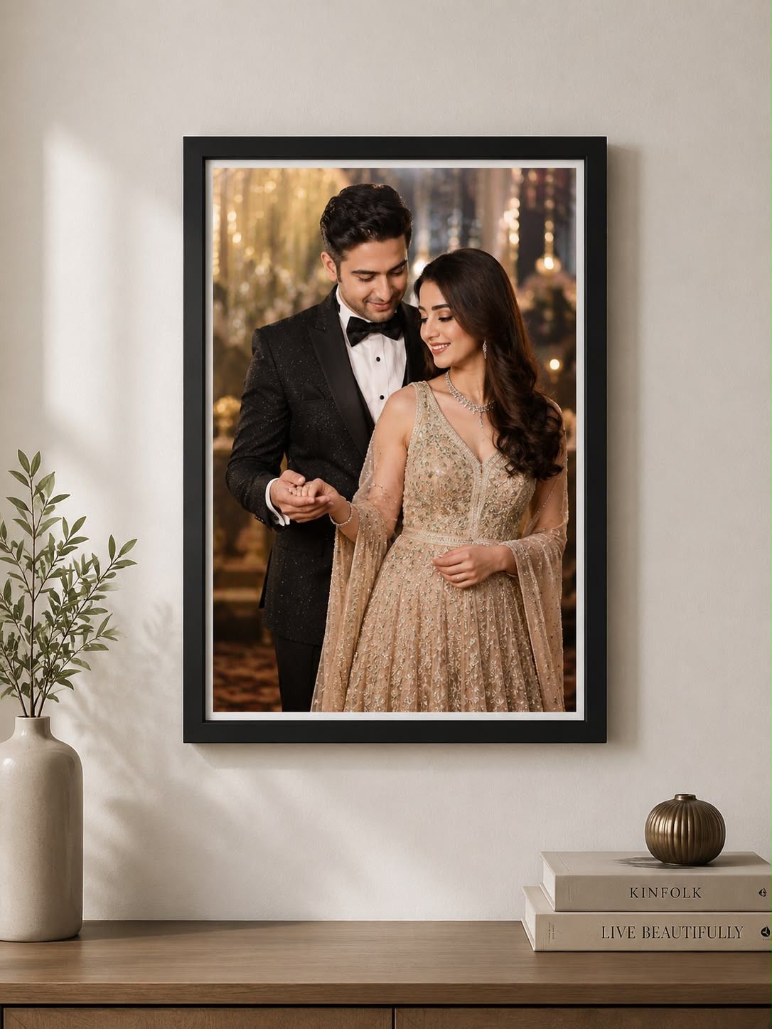 anbhi creation Photo frame couple photo (sene your photo 8949485441) 14 inch Digital-picture-24