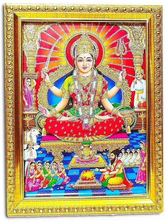 Durga Maa Mata Devi Goddess Sherawali Ji Ambe Wall Painting Framed Home Decor 3 inch Diwali Puja Santoshi MATA Photo Frame for Car Dashboard, Table Decor-image-31