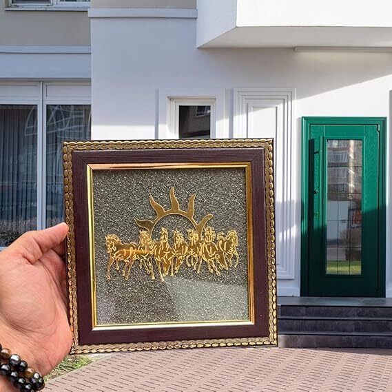 multiagate Stone Vastu Frame with Seven Running Horses & Sun 18 inch Frame-picture-28