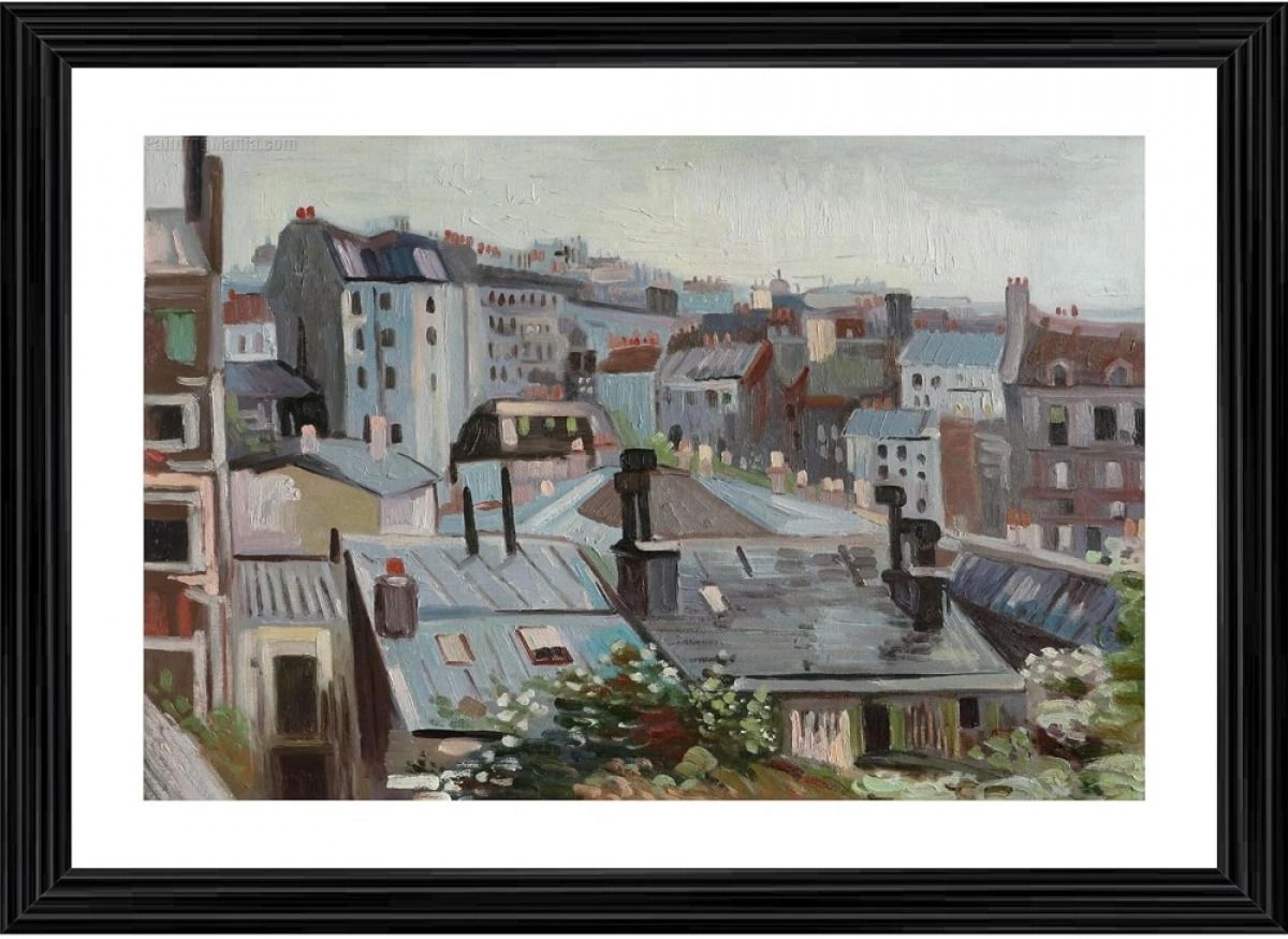 View from Vincents Studio 1886 Painting With Wood Photo Frame 14 inch Frame-image-1