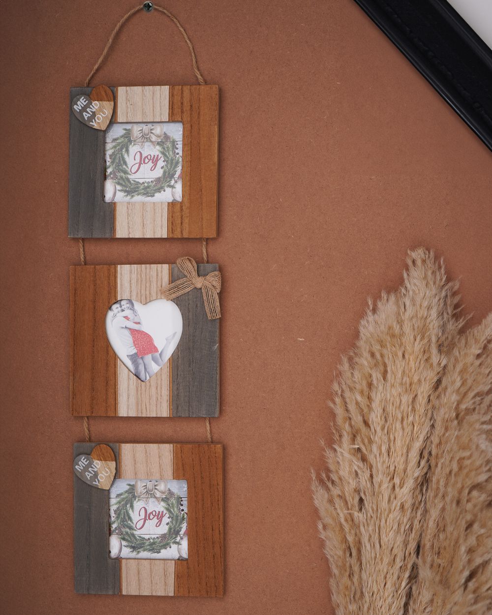Rustic Hanging Photo Frame – 3-in-1 Wooden Wall Decor 6 inch Glitter-image-17