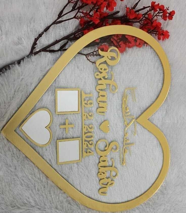 Heart shape couple thumb impression acrylic frame 8 inch Heart shape Valentine's day Gift