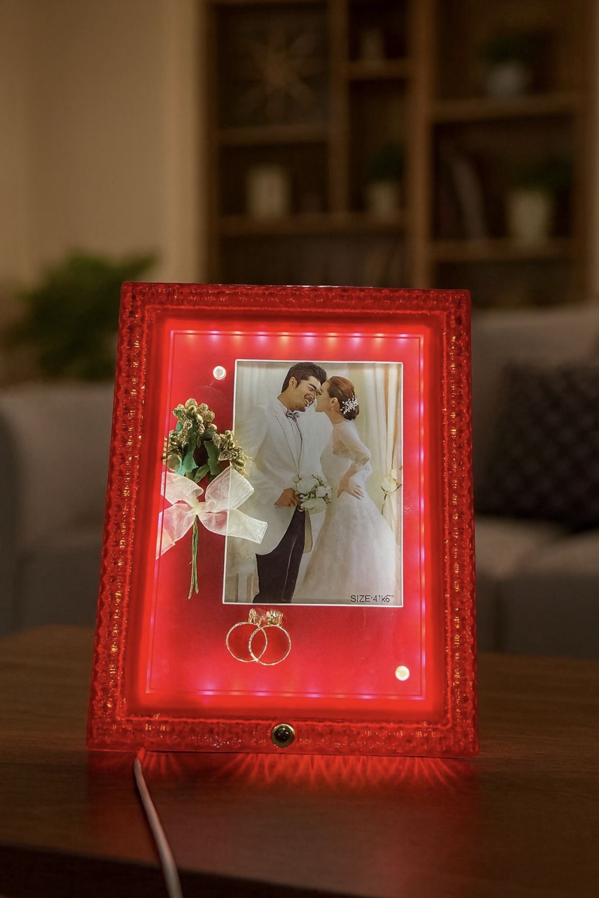 Red LED Light Wedding Photo Frame 6 inch LED Light Wedding Photo Frame-image-1