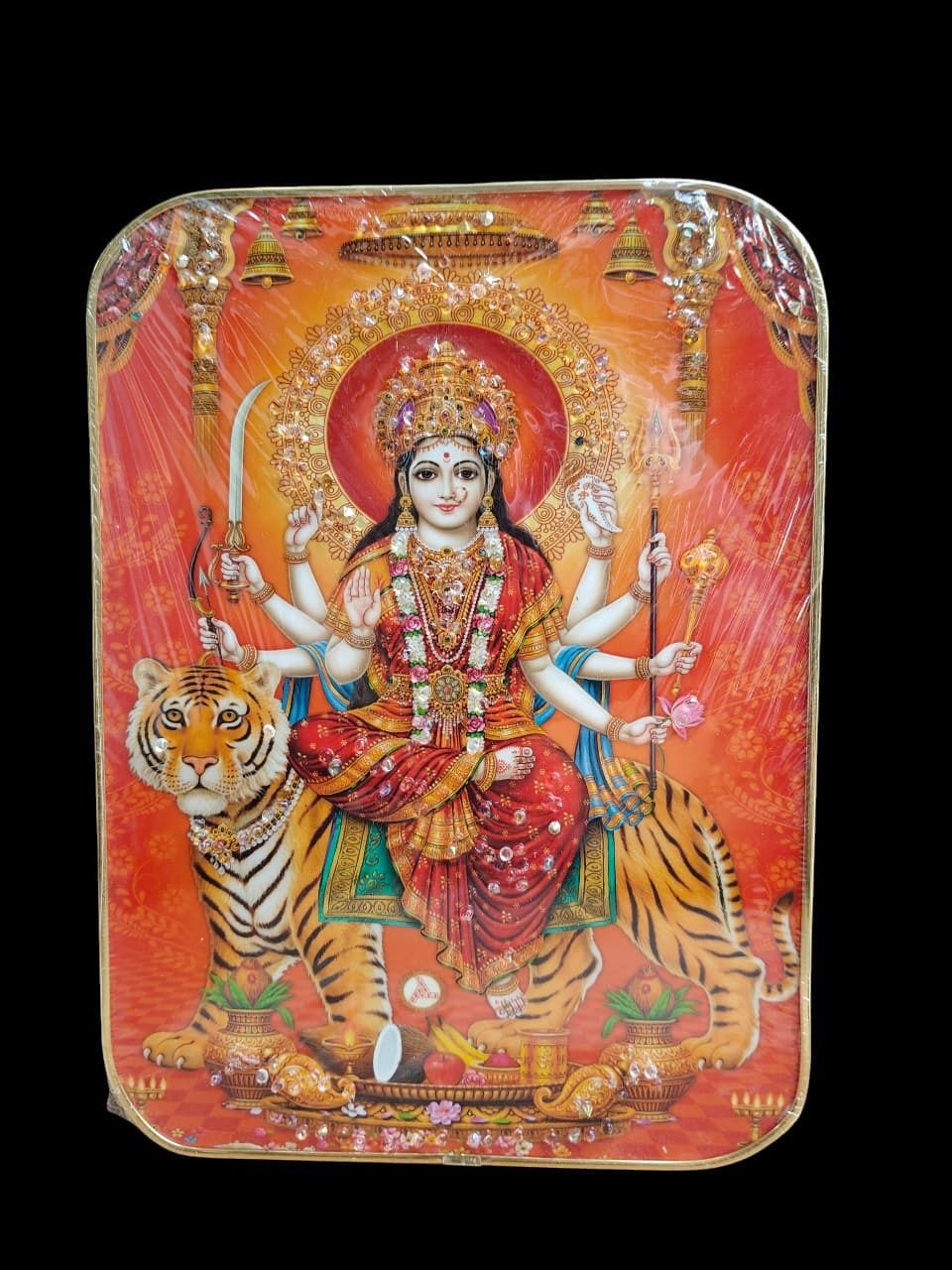 firmus Mata Rani Photo Frame Goddess Durga Maa Picture Frame for Home Temple 12X9 Inch 12 inch Mata Rani Photo Frame Goddess Durga Maa Picture Frame for Home Temple 12X9 Inch-picture-6