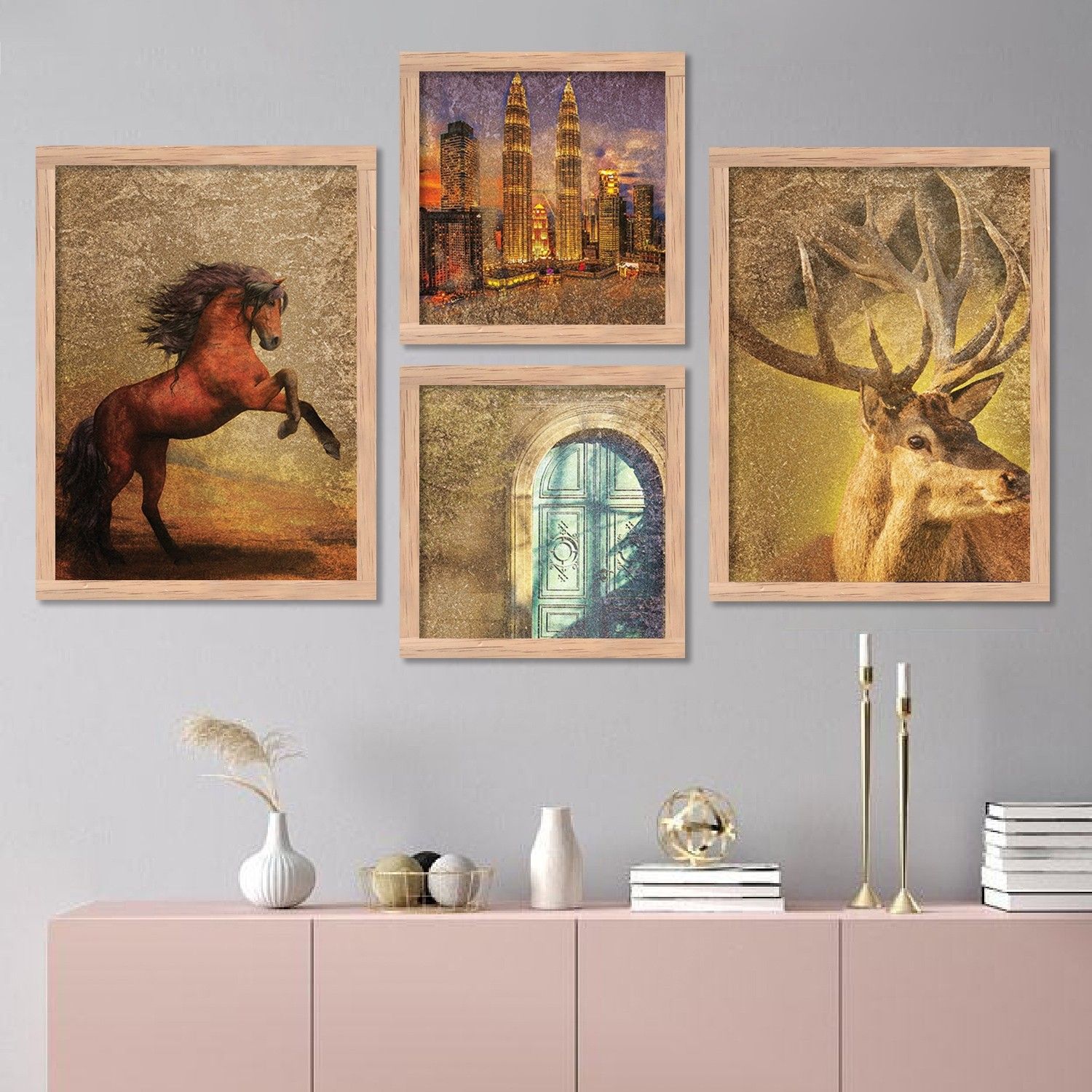 arakri Set of 4 modern art wall painting/posters frame for home office decoration 14 inchPhoto Frame-picture-13