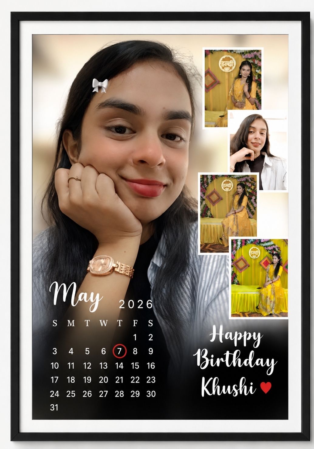 Personalized Birthday Calendar Photo Frame for Girls 10 inch Normal-image-37