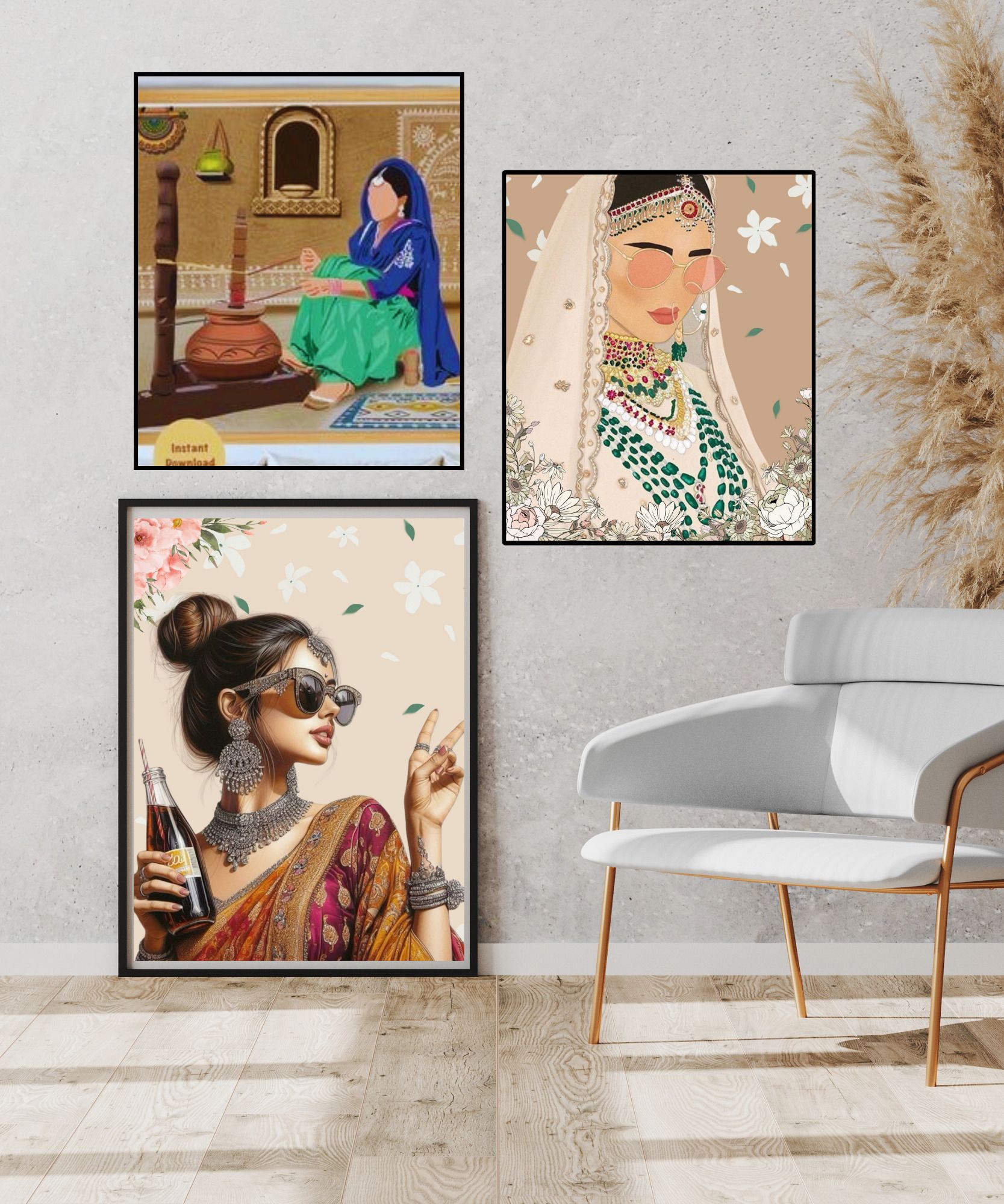 Indian Culture Wall Decor A4 Set of 3 Photo Frame 20 inch PHOTO FRIME-image-38