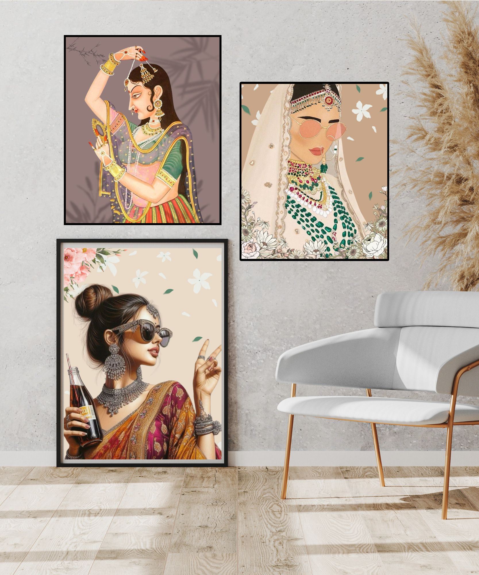 Indian Theme Wall Art A4 Set of 3 Photo Frame 20 inch PHOTO FRIME-image-4