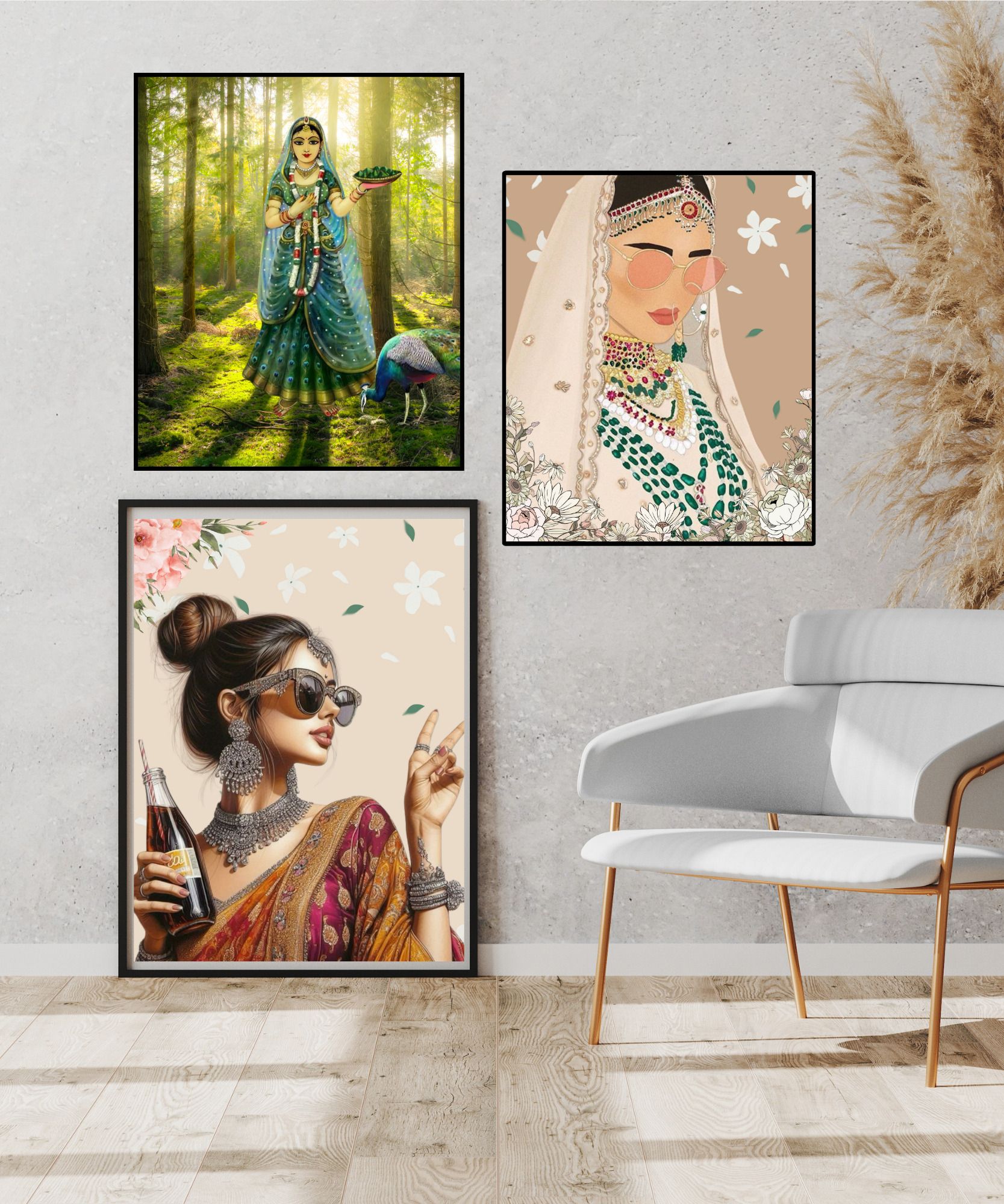 Vintage Indian Frames Set A4 Set of 3 Photo Frame 20 inch PHOTO FRIME-image-3