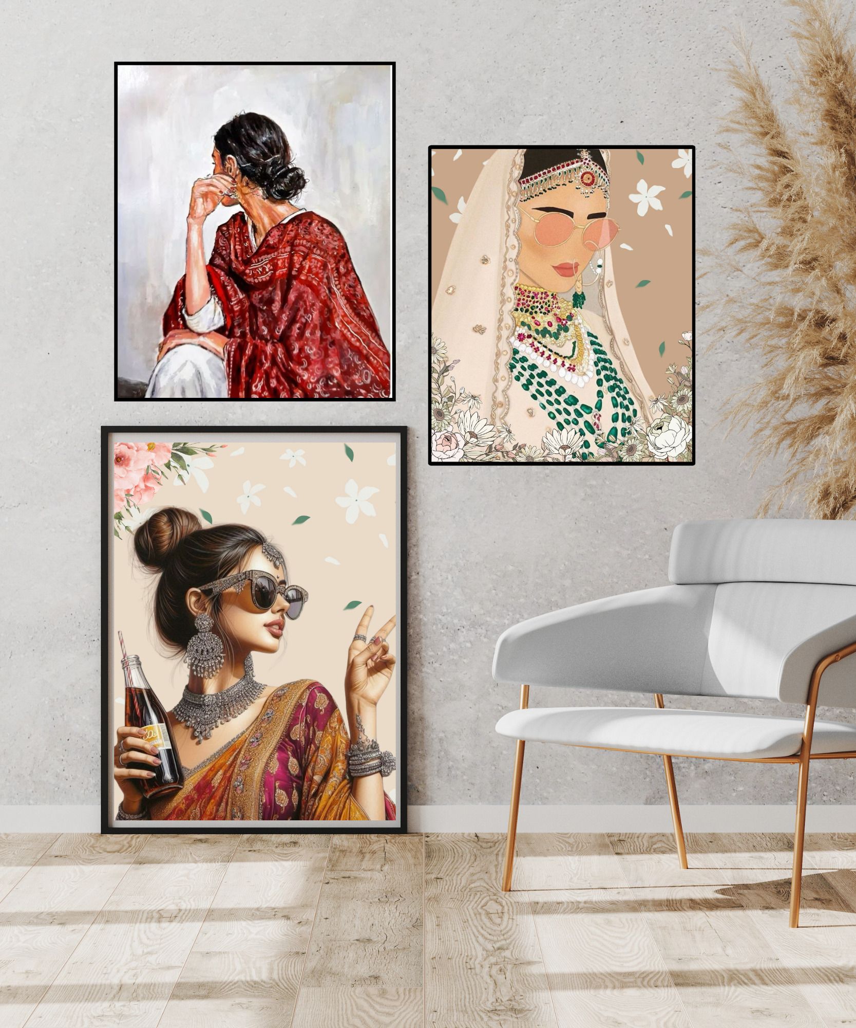 Timeless Indian Artwork A4 Set of 3 Photo Frame 20 inch PHOTO FRIME-image-41