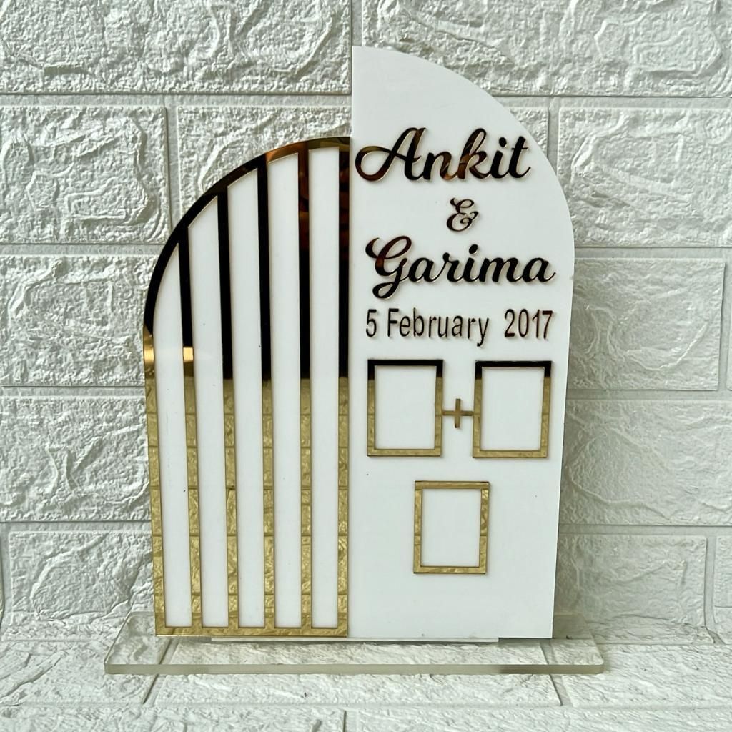 Rectangle Shape,Couple Finger Print Gift| Personalized Text Golden Metal Design 8 inch photo-image-16