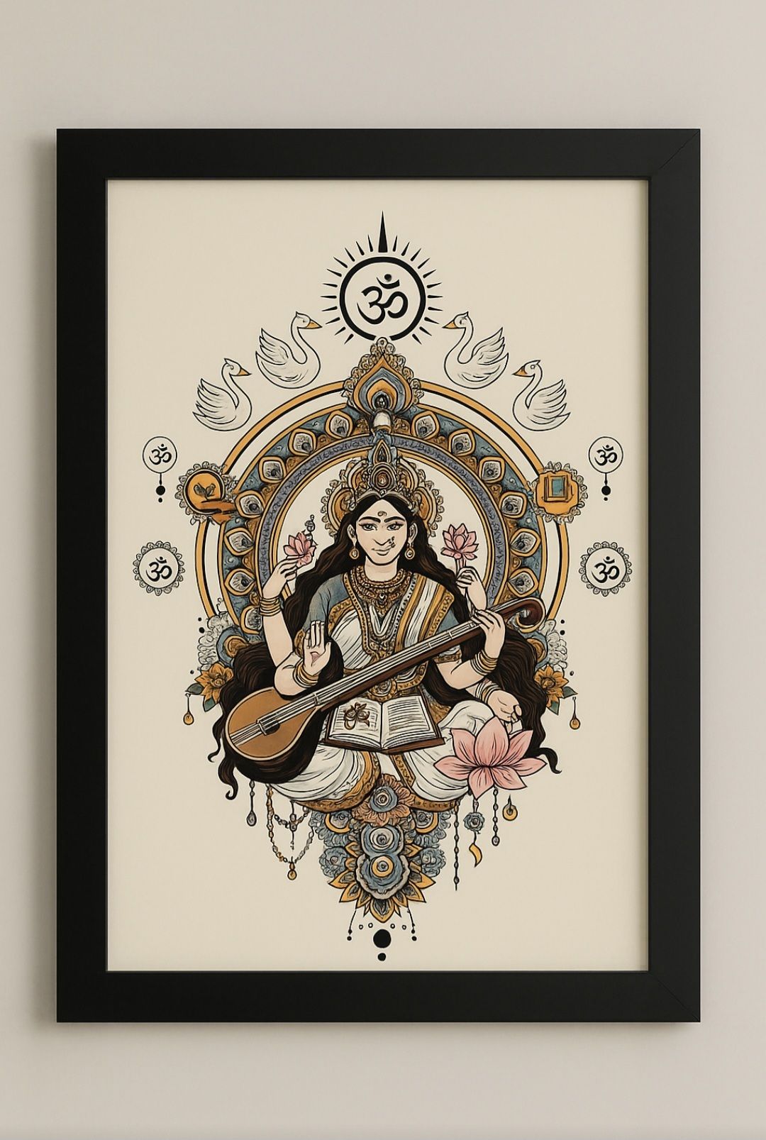Goddess Saraswati Wall Art-Divine Hindu Goddess of Knowledge & Wisdom-Religious 13 inch Photo-image-35
