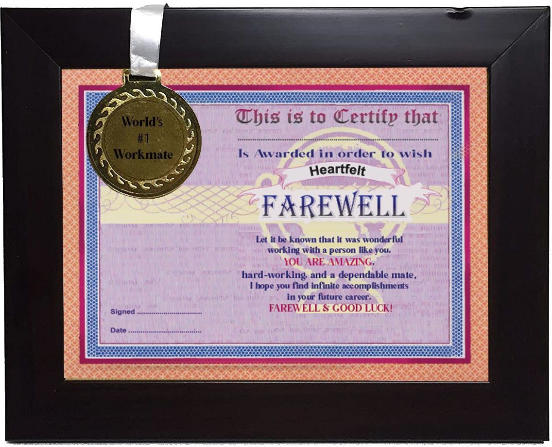 Farewell Framed Certificate With Gold Medal - Unique Gifts for Farewell 9.2 inch Poster-image-32