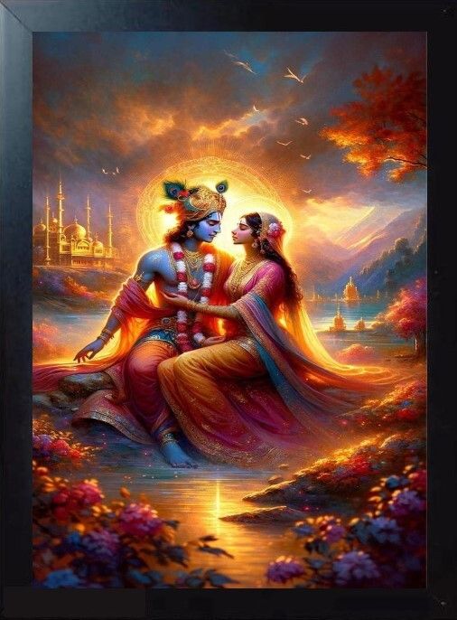 Radha Krishna photo frame 96.2 inch Radha Krishna Decorative Frame.-image-49