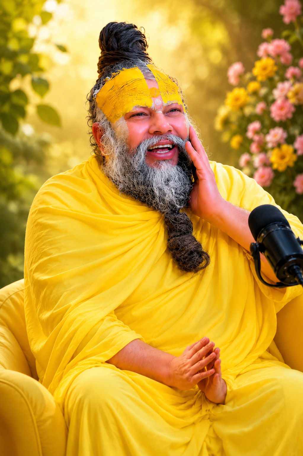 Divine Smiling Guru Blessing HD Photo Frame | Spiritual Wall Decor 11 inch Reprint-image-14