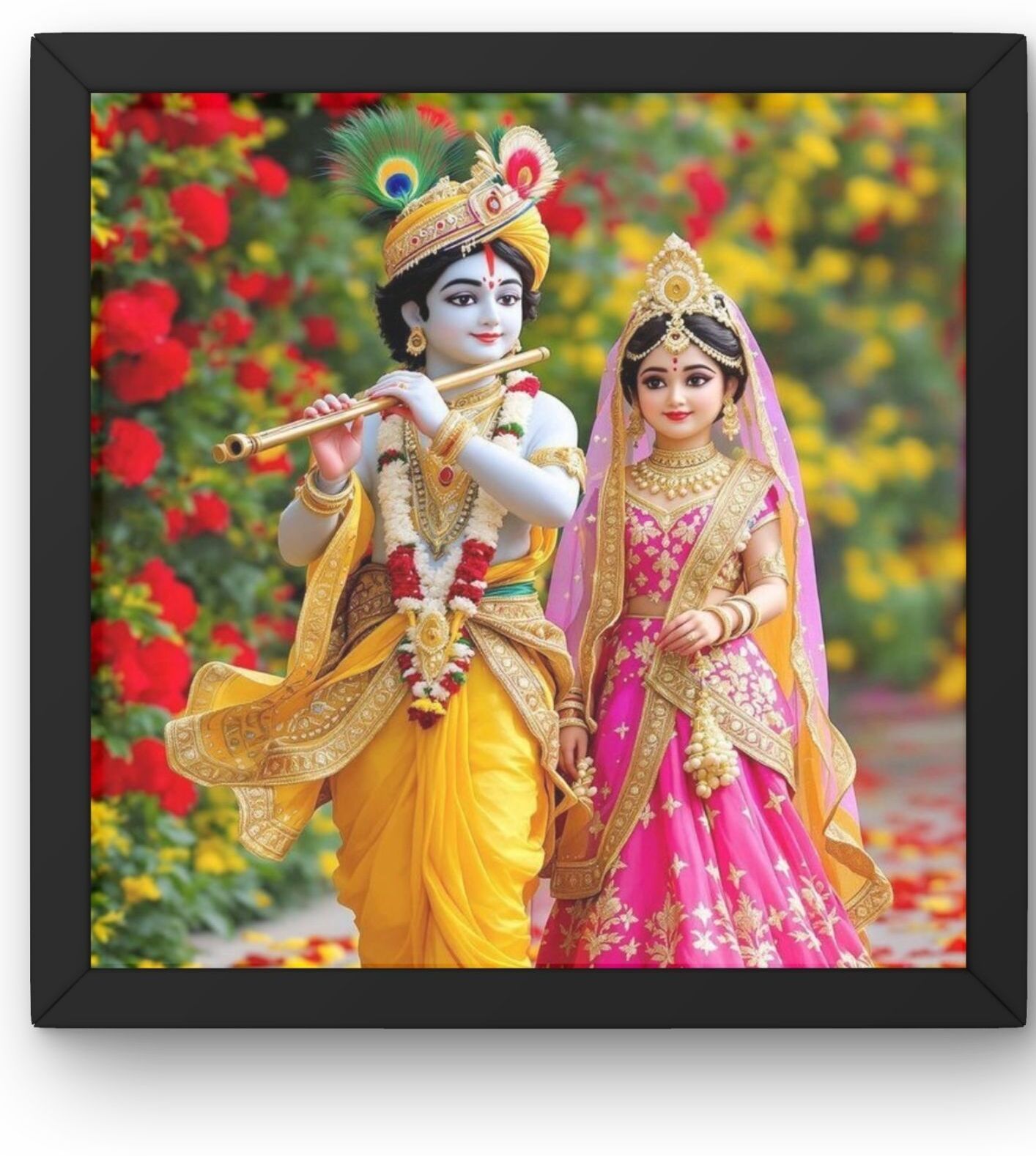 abhay & nirbhay store Radha Krishna ji photo Frame 12 inch Reprint-picture-16
